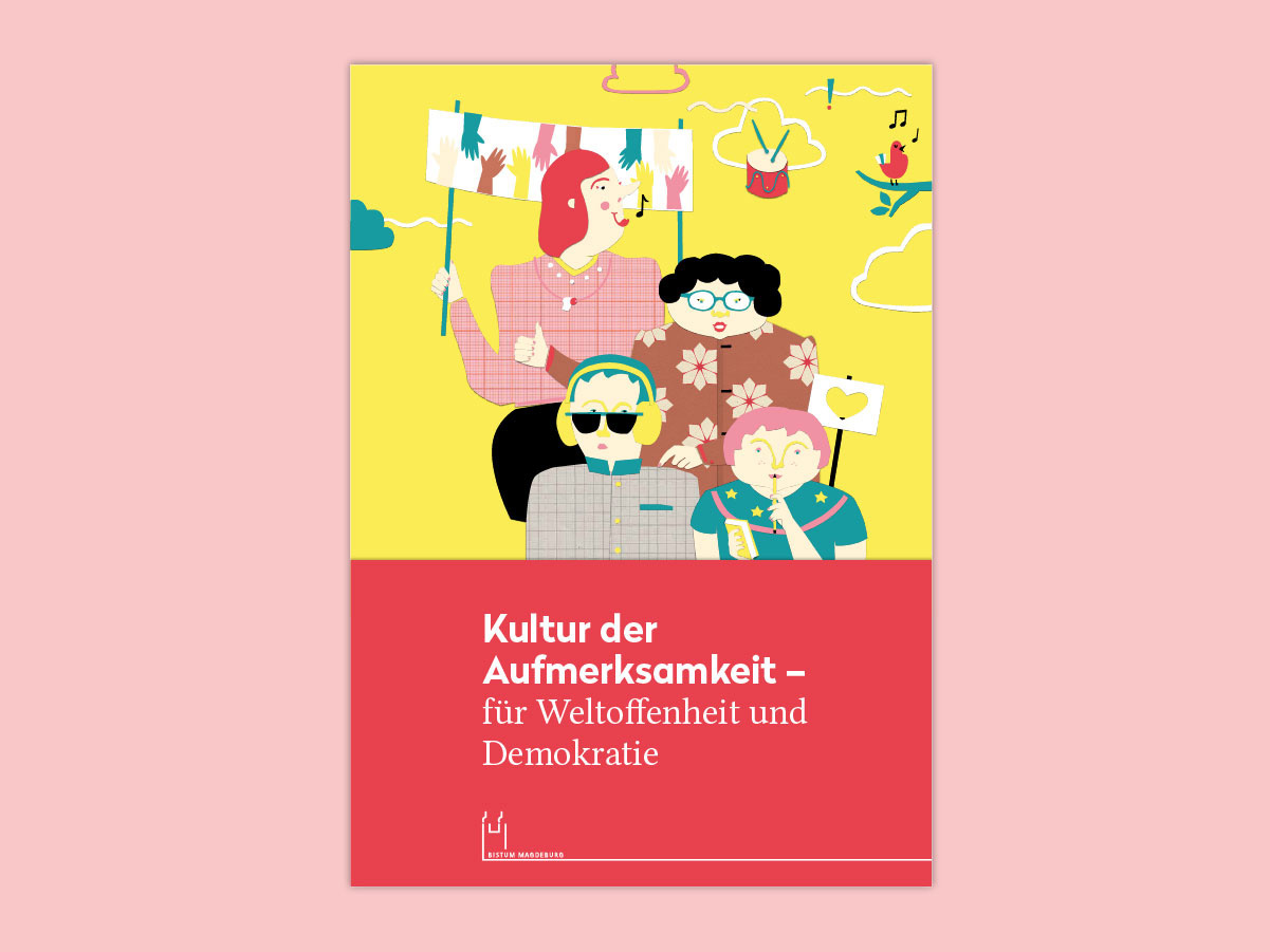 Illustrierte Broschüre: Deckblatt Kultur der Aufmerksamkeit