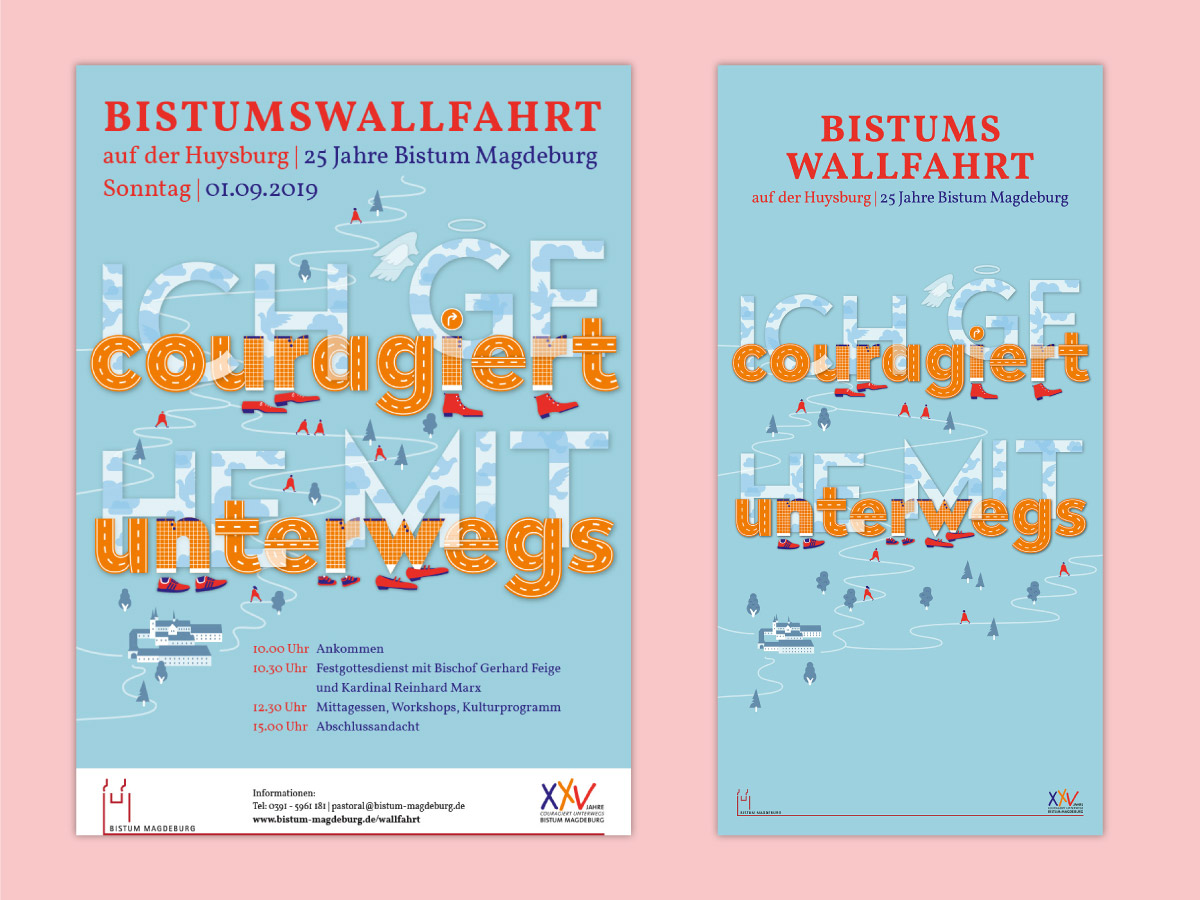 Plakat und Banner: Illustration für Wallfahrt zur Huysburg 2019 des Bistum Magdeburgs